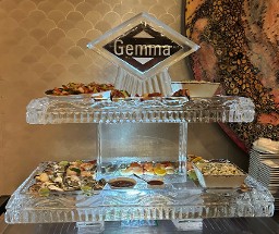 Two Tier Tray with laminated logo topper, detailed