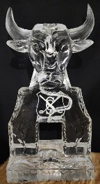 Carved Bull Head Drink Luge with Logo