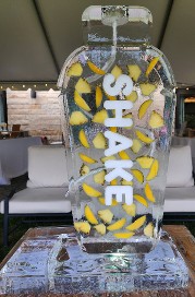 Single Pour Drink Luge - Shaker Shape with Fruit frozen into block and snowfilled logo on front