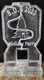 Ice Matters = Single Pour Drink Luge with Tree and Snowfilled Wording