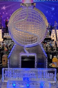 Disco Ball Facade Single Pour Drink Luge with plaque in front