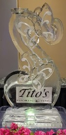 ice matters double butterfly single pour drink luge with laminated logo on bottom