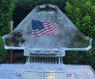 Double Track Shot Luge with Laminated American Flag Picture and clear star accents