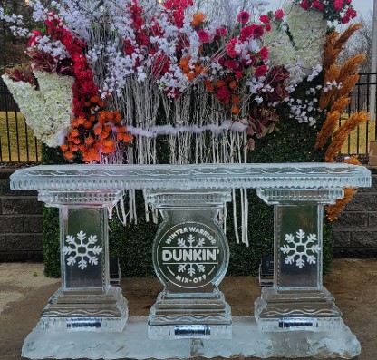 80 Inch Free Standing Bar with Snowfilled Logo and Snowflakes