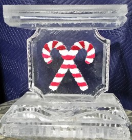 Pedestal Tray with Colored Candy Canes