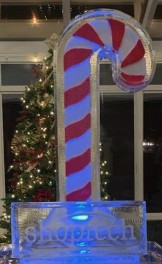 Colored Candy Cane with Snowfilled Plaque in front