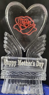 24.)  Ice Matters Waverly Heart with Colored Rose and Snowfilled Happy Mother's Day Plaque