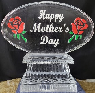 28.)  Ice Matters - Mother's Day Logo with Snowfilled Words and Colored Roses