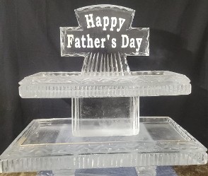 38.)  Ice Matters Two Tier Tray with Snowfilled Happy Father's Day Topper