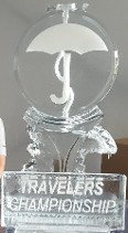 Ice Matters Single Pour Drink Luge - Golf Ball Facade on Tee with Snowfilled Logo and Plaque in front