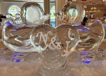 Ice Matters - Rubber Ducks with Initials on Snowfilled Heart on Front