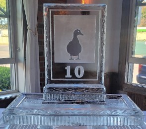 Ice Matters - snowfilled duck logo on back of 40 inch tray