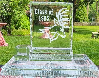 Ice Matters - snowfilled stag logo on back of 40 inch tray with lemon holder