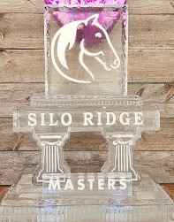 Ice Matters Snowfilled Horse Head Logo on Large Base with Small Snowfilled Plaque