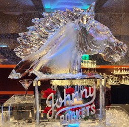 Ice Matters Horse Head on Base with Snowfilled Logo Single Pour Drink Luge