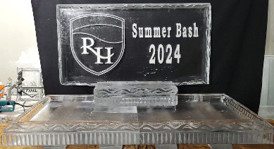 ice matters - snowfilled logo on one side with wording on other side - on back of 54 inch tray