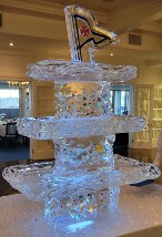 ice matters - three tier tray with burgee topper - assorted shells frozen into support legs