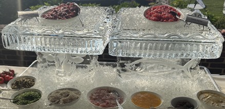 pick up at our studio or add to larger order - ice matters - x2 pedestal trays with snowfilled base - shown placed in a 41 inch x 21 inch drip tray