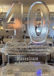 ice matters - large carved 40 on large base with snowfilled wording