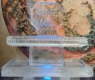ice matters - two tier tray with snowfilled plaque
