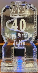 ice matters single pour drink luge with snowfilled crown with number and wording