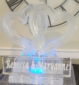 ice matters - linking hearts - ironed smooth with name plaque in front