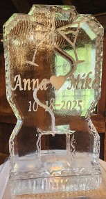 ice matters single pour drink luge with snowfilled martini glasses toasting and names with heart and date