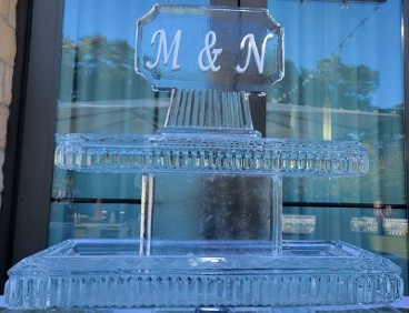 ice matters two tier tray with snowfilled initials topper