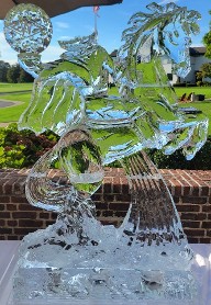 ice matters - carved headless horseman with small snowfilled logo on golf ball head