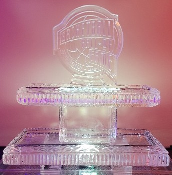 ice matters two tier tray with snowfilled basketball hall of fame logo