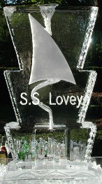 Single Pour Drink Luge with Snowfilled Sail and Words