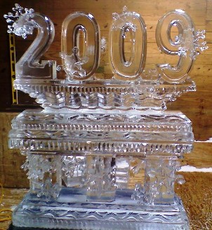 Carved Year on Large Base - All Accented with Carved Snowflakes