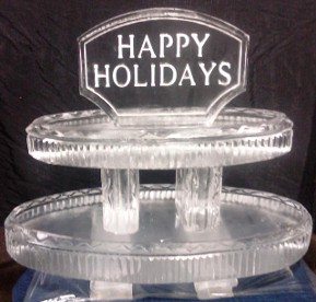 Two Tier Oval Tray with Happy Holidays Plaque