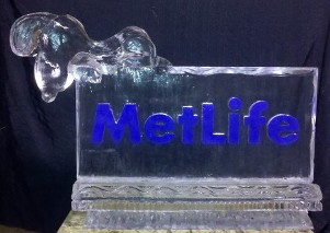 METLIFE logo with color; carved snoopy topper, long v-lined base